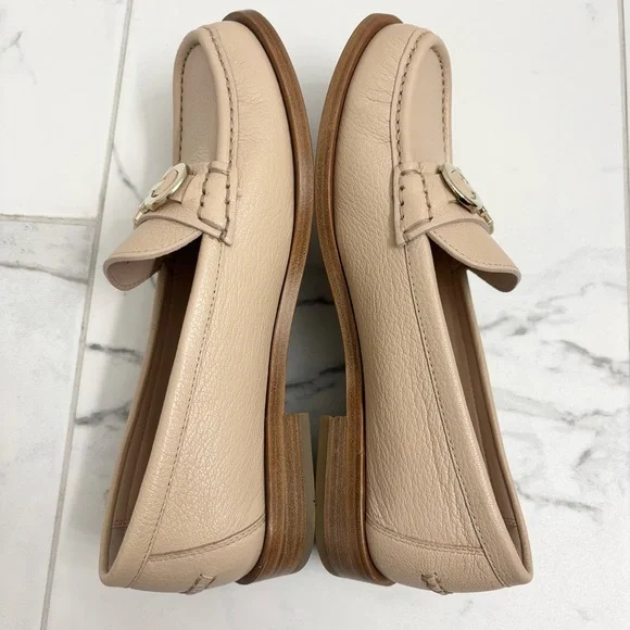 Salvatore Ferragamo Ofelia Leather Loafers Womens 7.5 C Beige Gold - Picture 5 of 10